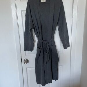 Wilfred Charcoal Gray Long Knit Wrap Cardigan Flawed
